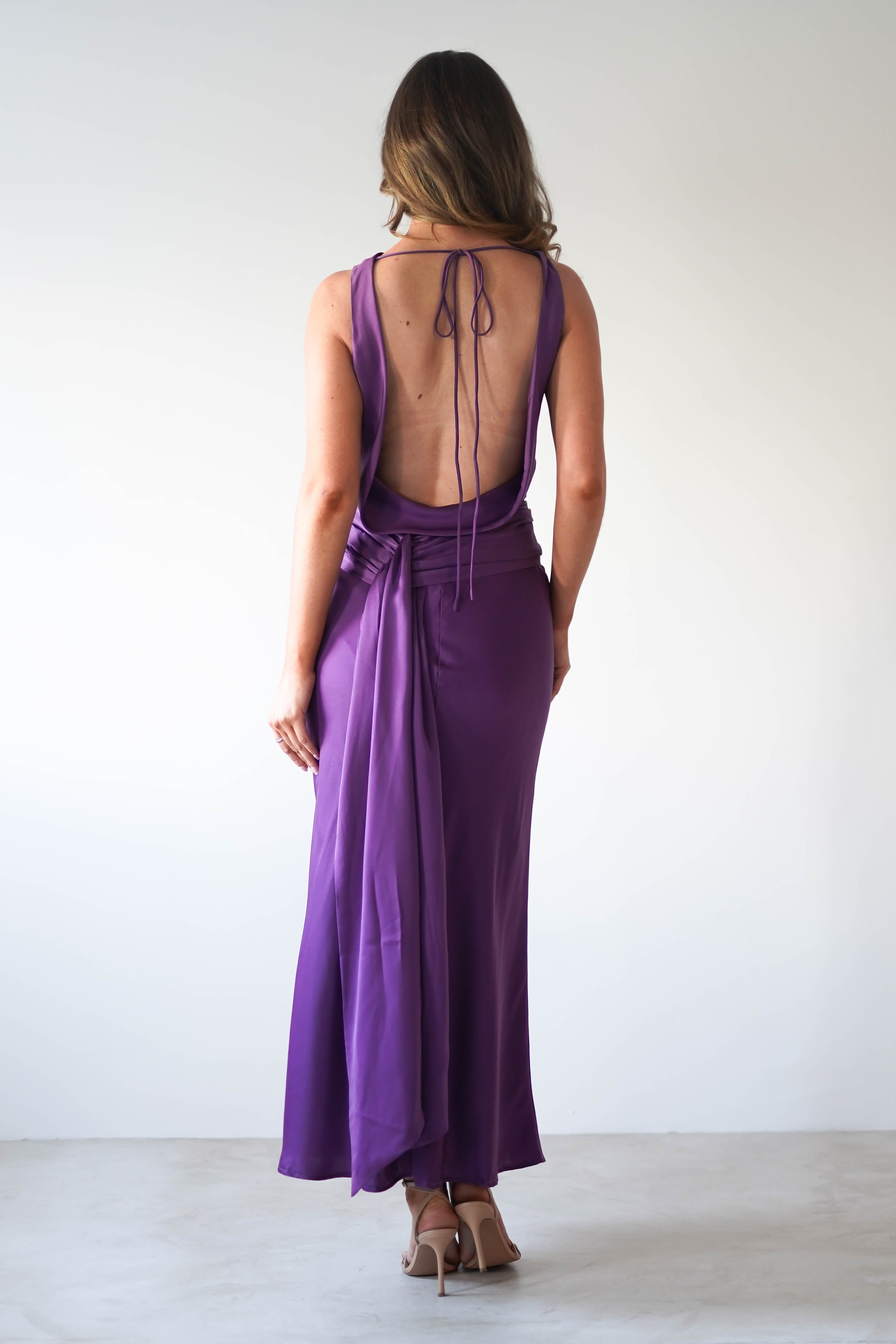 River Backless Maxi Dress Deep Purple | Wedding Guest Dress | Backless | Maxi | Oh Hello Clothing