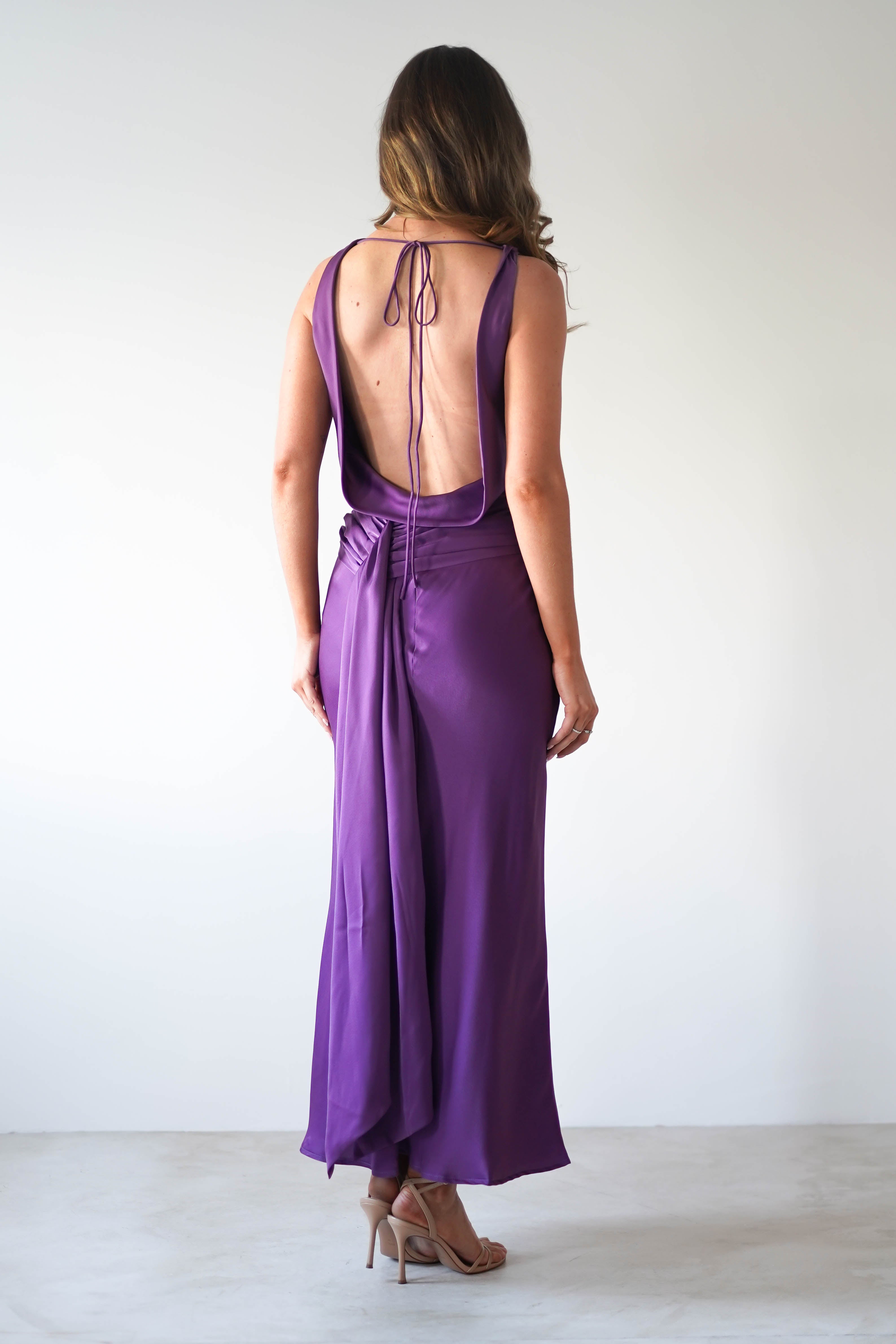 River Backless Maxi Dress Deep Purple | Wedding Guest Dress | Backless | Maxi | Oh Hello Clothing