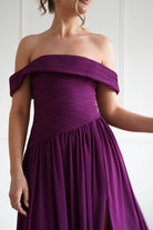 Oh Hello Clothing Women > Clothing > Dresses 1*DONE-Connie Off The Shoulder Chiffon Maxi Dress | Plum