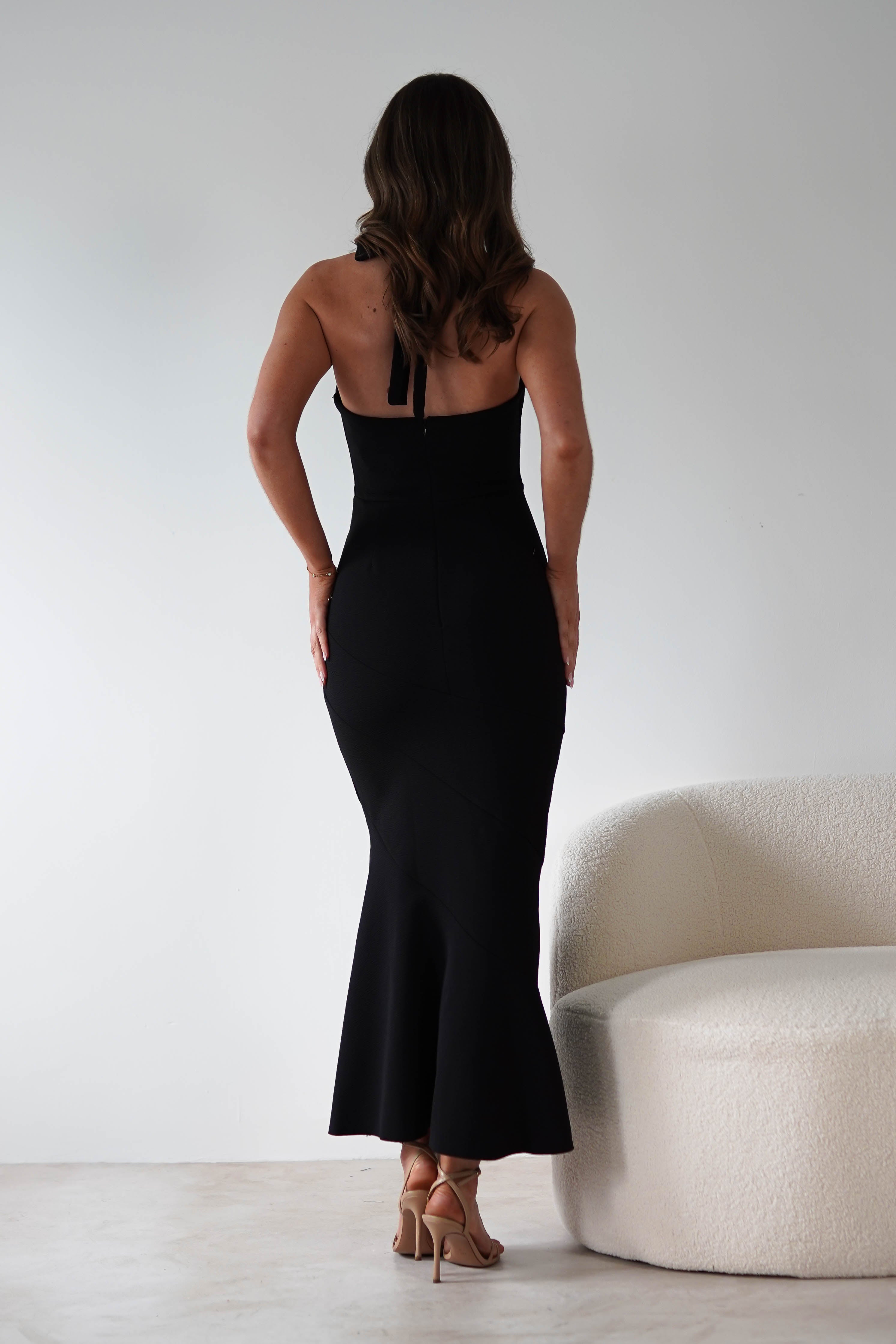 Damaris Textured Midi Dress Black | Wedding Guest Dress | Midi | Oh Hello Clothing