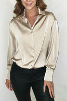 Peta Champagne Diamonte Sparkle Satin Blouse | Oh Hello Clothing