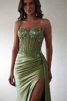Diva Embellished Corset Gown | Green | Debs & Prom | Formal Gown | Oh Hello Clothing