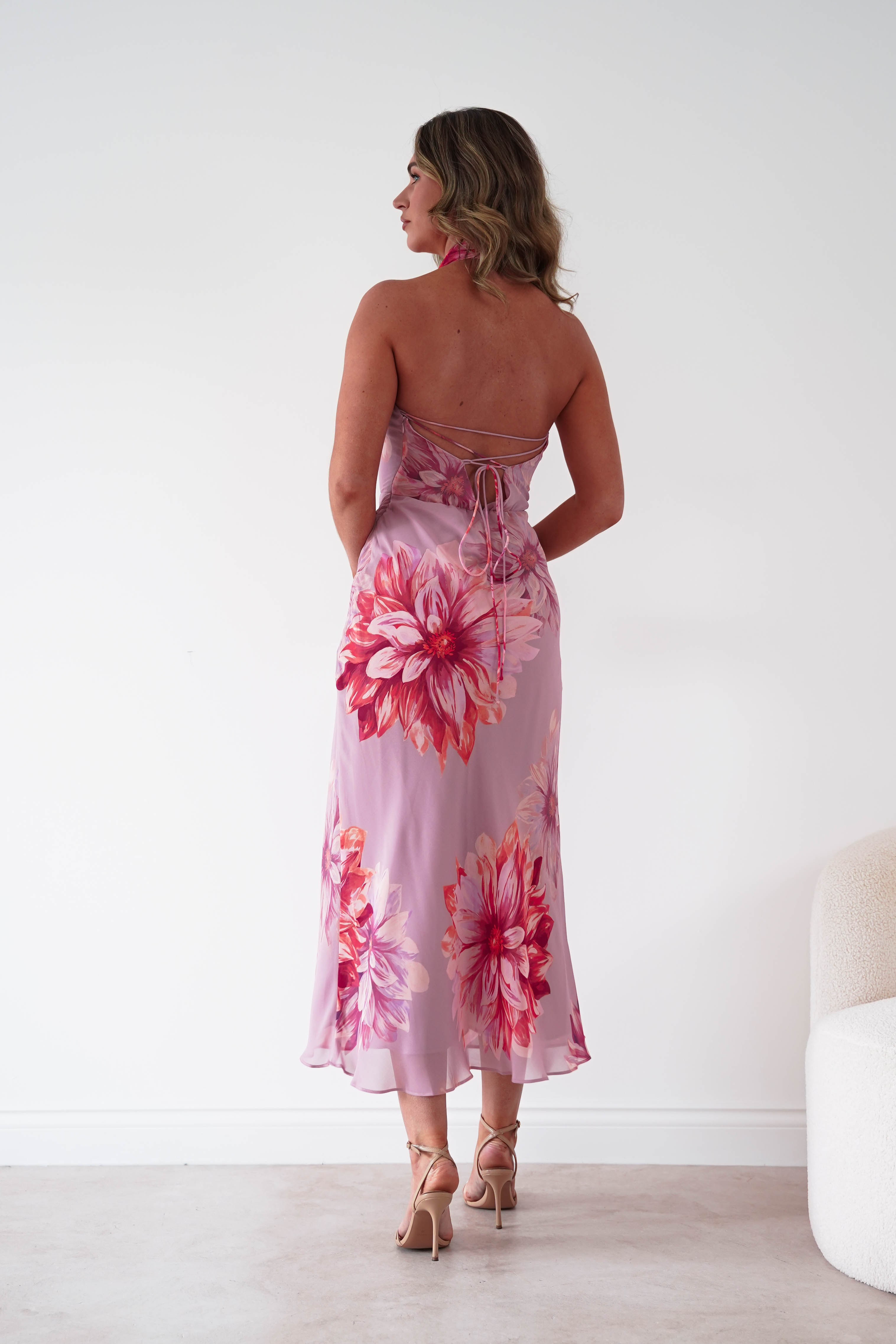 Oh Hello Clothing Women > Clothing > Dresses 1*DONE-DRESS FORUM-FD14259-DAHLIA GARDEN HALTER NECK DRESS