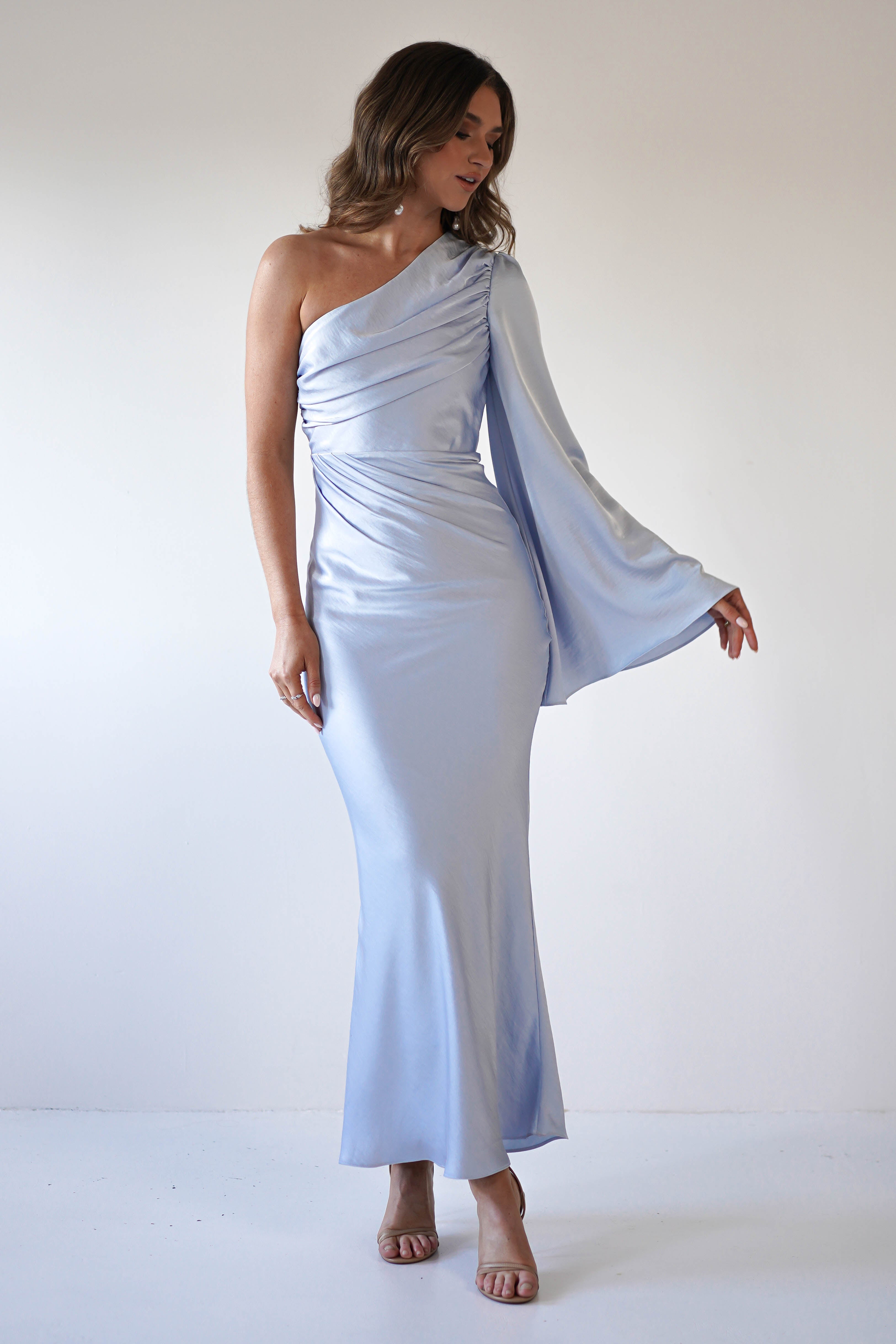 Sylvana Silky Maxi Dress Blue | Wedding Guest Dress | Maxi | Oh Hello Clothing