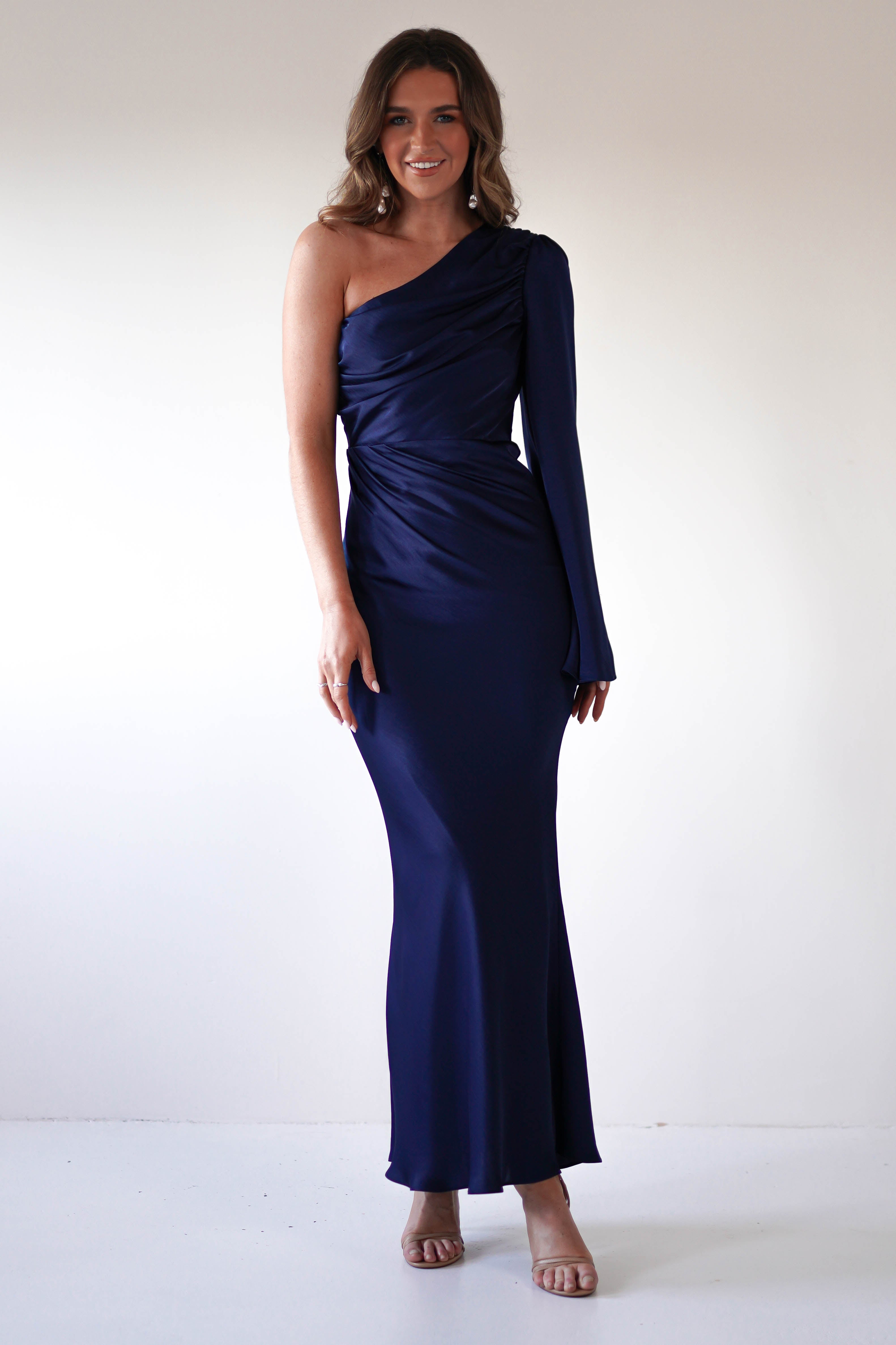 Sylvana Silky Maxi Dress Navy | Wedding Guest Dress | Maxi | Oh Hello Clothing