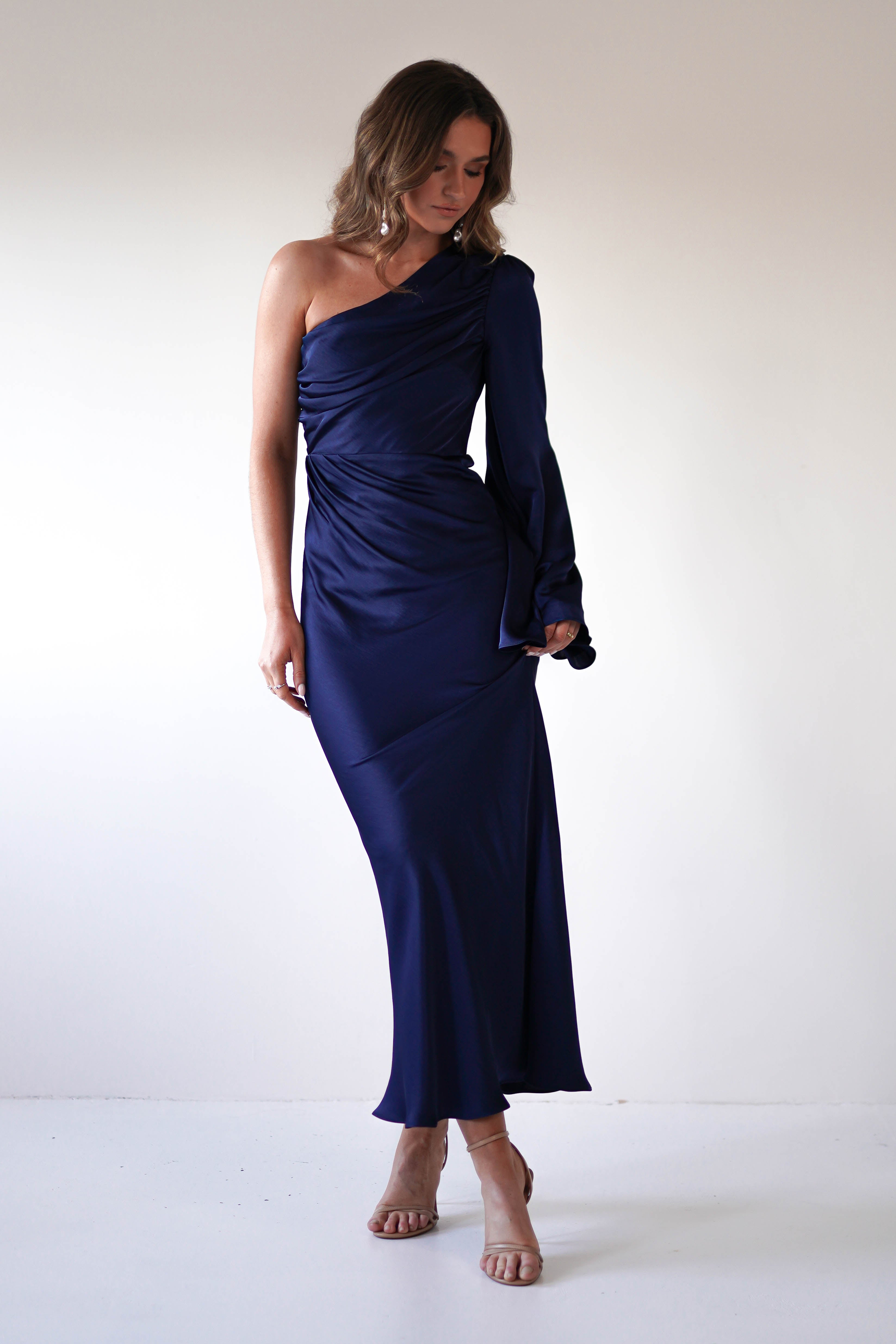 Sylvana Silky Maxi Dress Navy | Wedding Guest Dress | Maxi | Oh Hello Clothing
