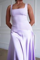 Oh Hello Clothing Dresses > Prom Dresses 1* DONE - Elena Square Neck Soft Satin Maxi Dress | Lilac