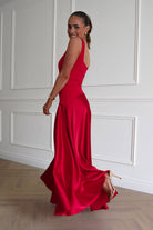 Oh Hello Clothing Dresses > Prom Dresses 1* DONE - Elena Square Neck Soft Satin Maxi Dress | Red