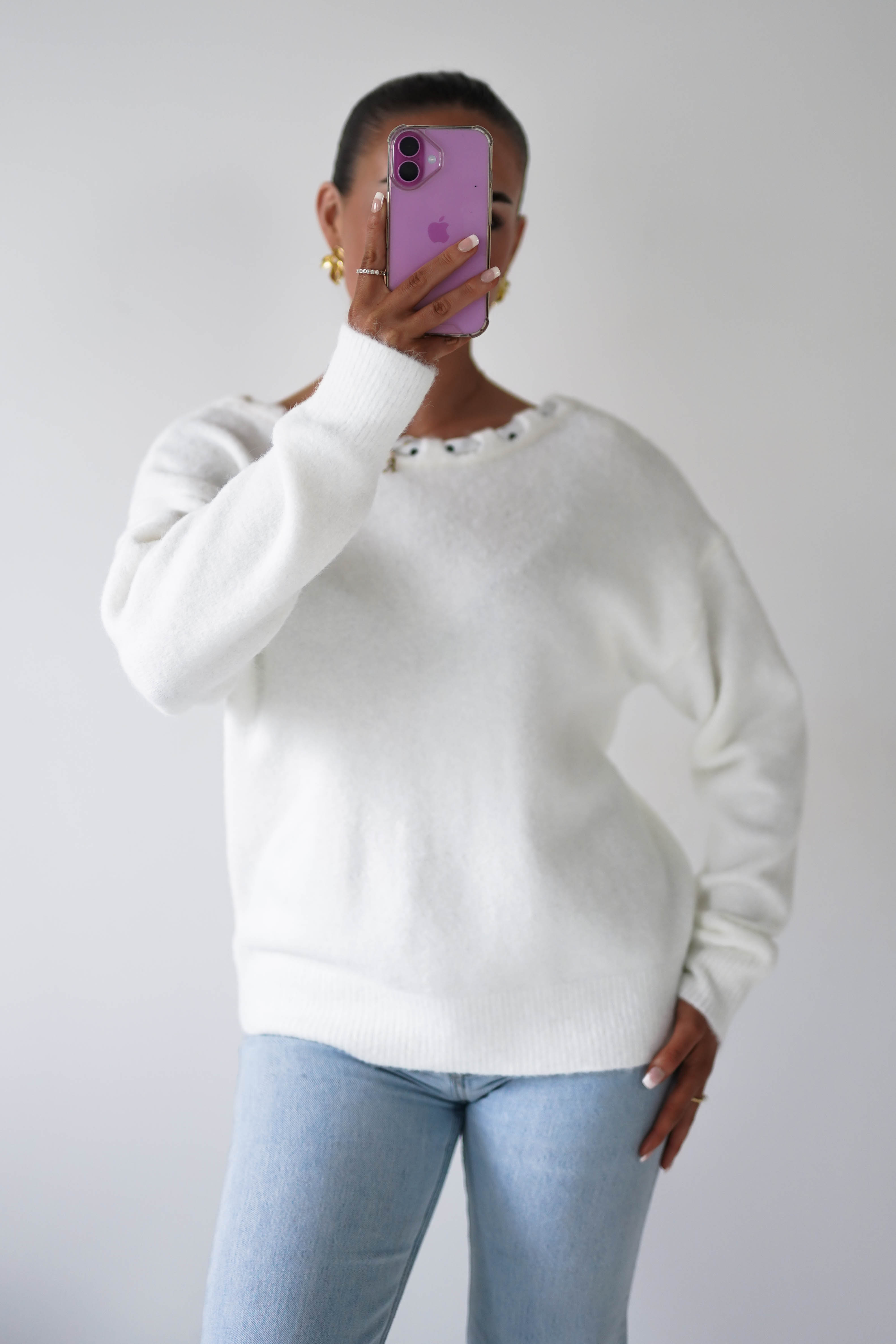 Oh Hello Clothing Women > Clothing > Knitwear ONE SIZE (6/12) 1*DONE-ELSA- Reversible Ribbon Tie Knit Jumper-21271