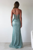 Elyse Glitter Strapless Gown | Sage | Debs & Prom | Formal Gown | Oh Hello Clothing