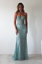 Elyse Glitter Strapless Gown | Sage | Debs & Prom | Formal Gown | Oh Hello Clothing