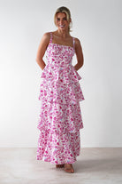 Emily Floral Ruffle Maxi Dress Pink Print | Wedding Guest Dress | Maxi | Oh Hello Clothing