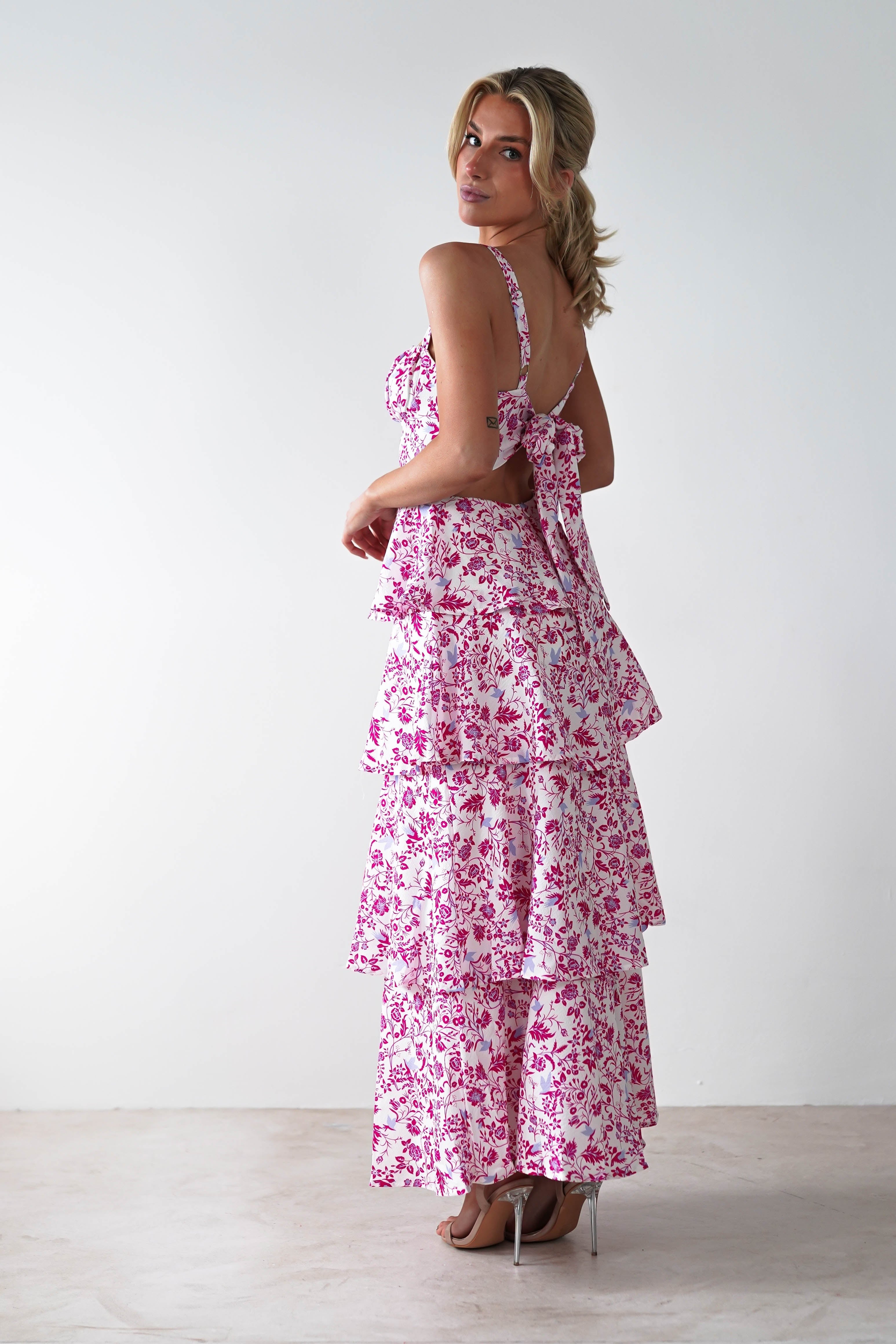 Emily Floral Ruffle Maxi Dress Pink Print | Wedding Guest Dress | Maxi | Oh Hello Clothing