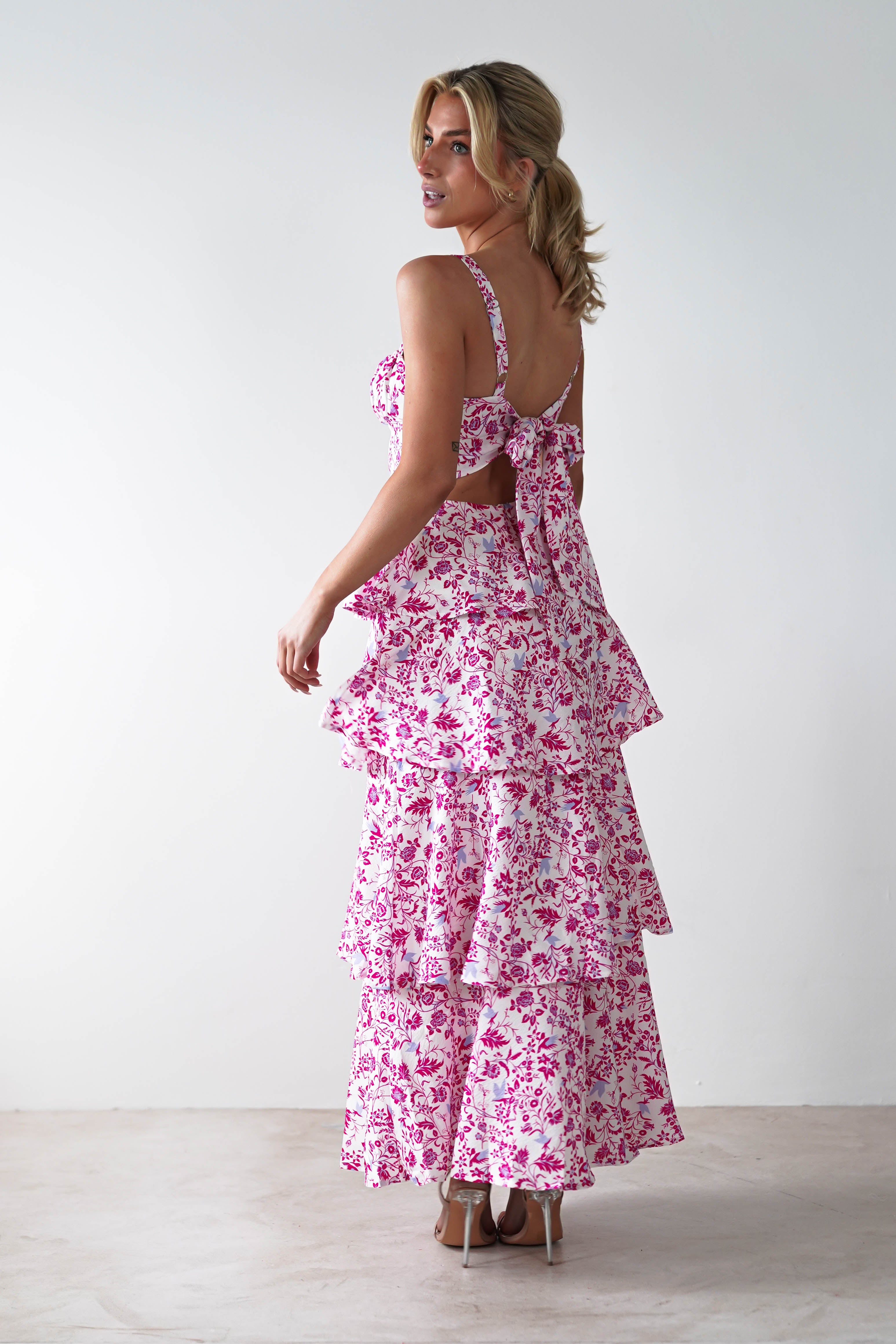 Emily Floral Ruffle Maxi Dress Pink Print | Wedding Guest Dress | Maxi | Oh Hello Clothing