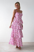 Emily Floral Ruffle Maxi Dress Pink Print | Wedding Guest Dress | Maxi | Oh Hello Clothing
