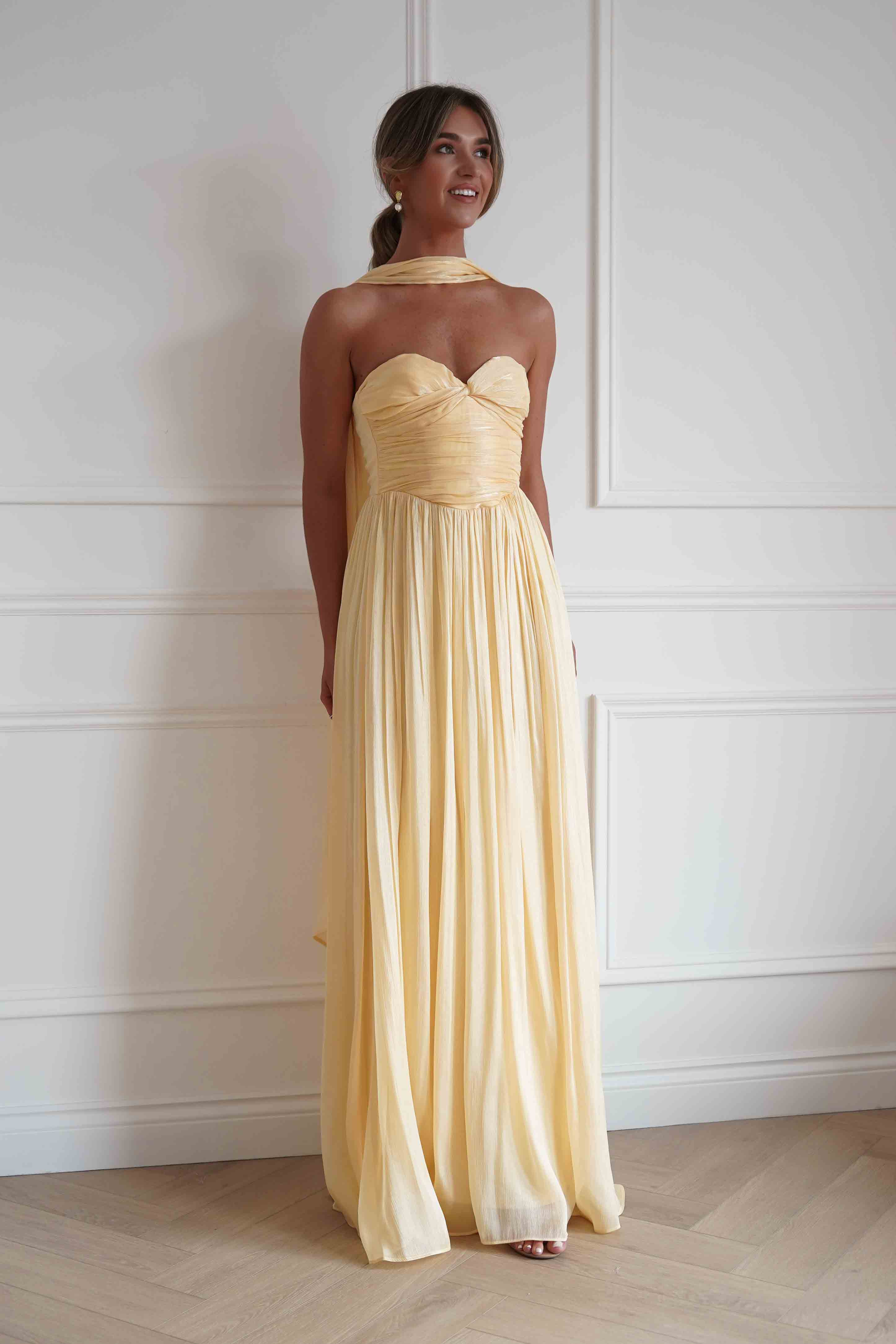 Oh Hello Clothing Women > Clothing > Dresses 1*DONE*F&P-578216-YELLOW STRAPLESS DRESS