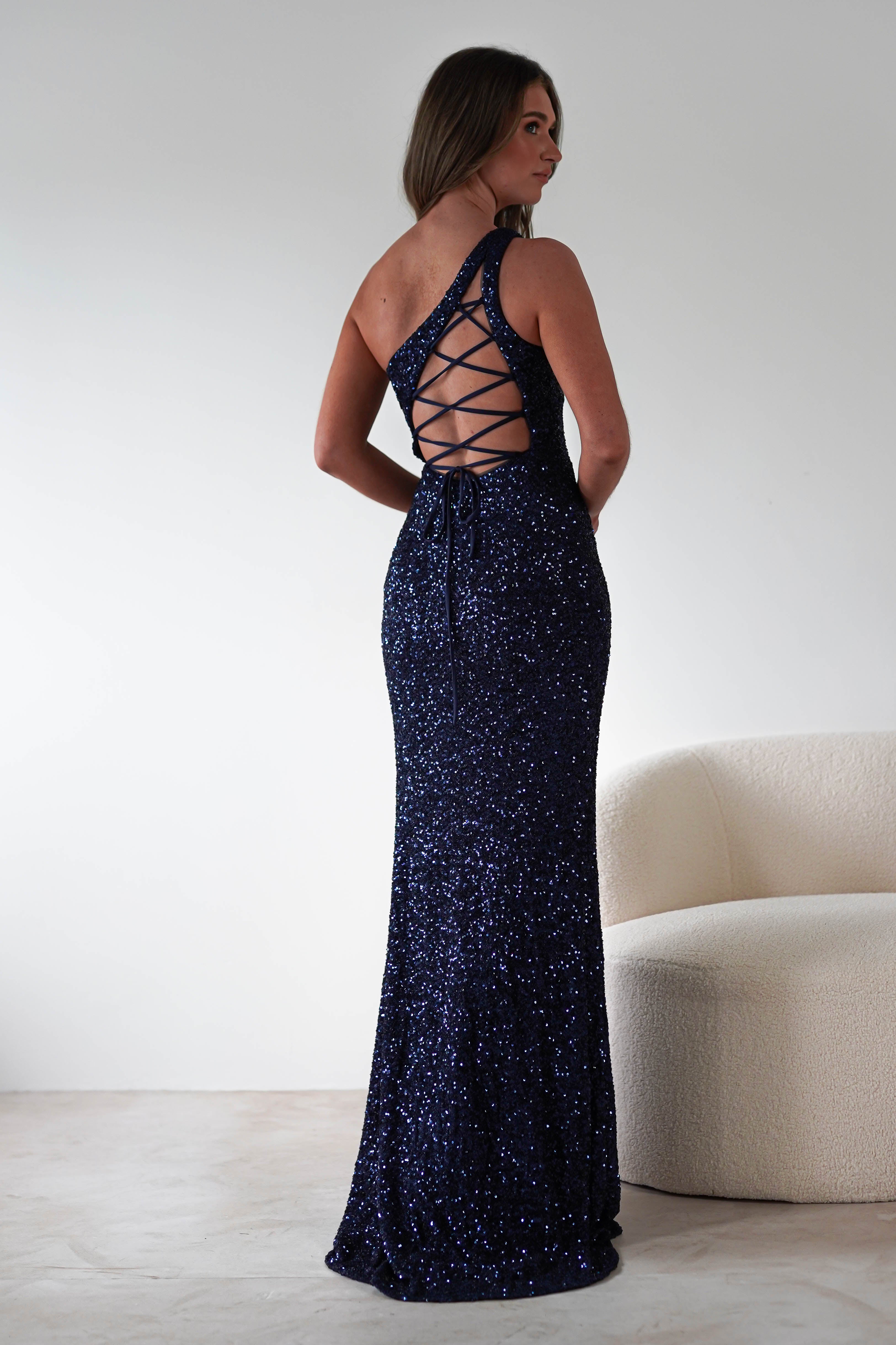 Charley Sequin Bodycon Gown | Navy | Debs & Prom | Formal Gown | Oh Hello Clothing