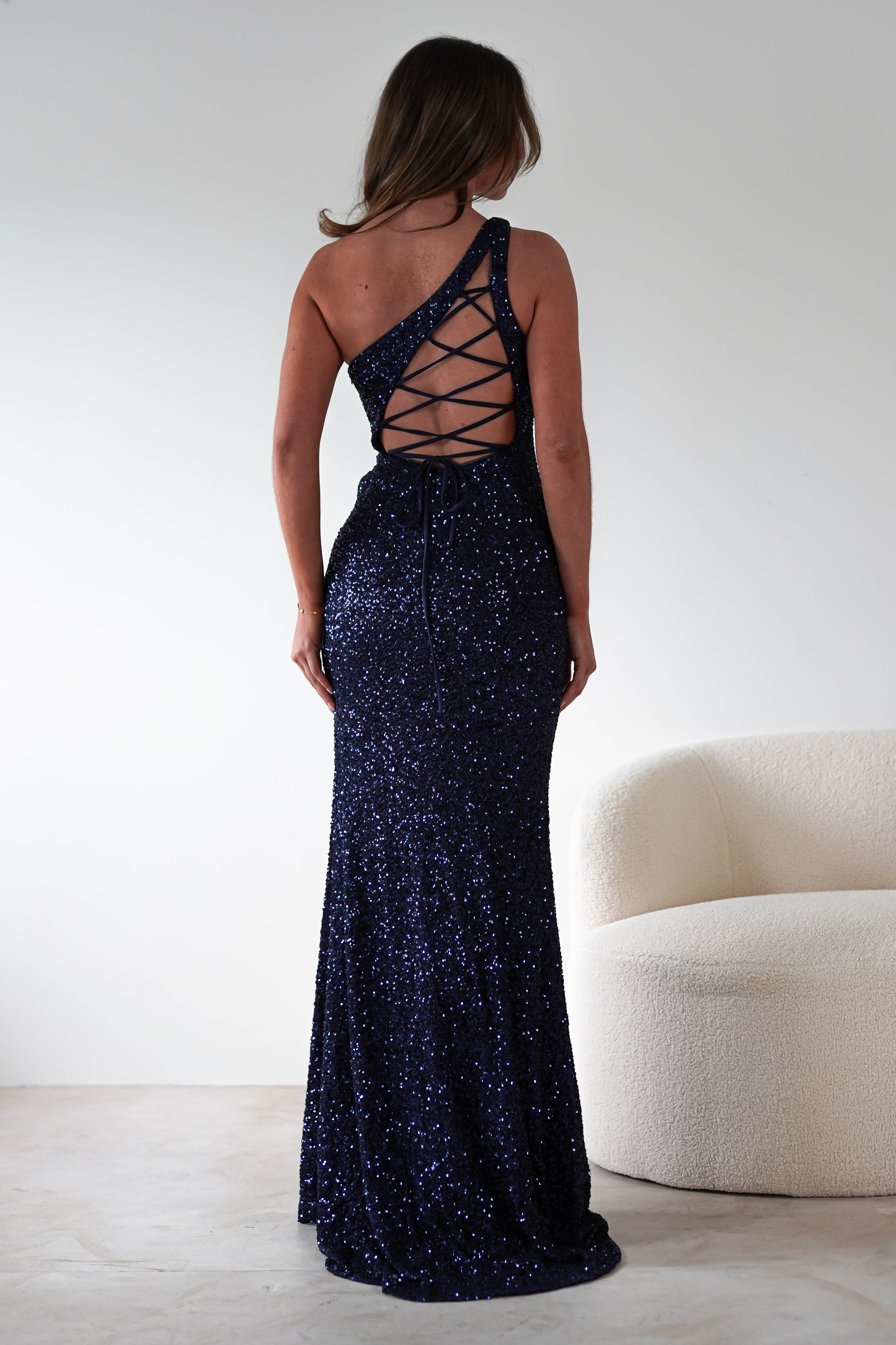 Charley Sequin Bodycon Gown | Navy | Debs & Prom | Formal Gown | Oh Hello Clothing
