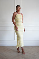 Oh Hello Clothing Women > Clothing > Dresses 1*DONE- FP- 578201- Yellow Ruffle Bodycon Maxi Dress