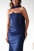 Oh Hello Clothing Dresses > Prom Dresses 1*DONE-Giselle Corset Satin Maxi Dress | New colour Navy