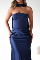 Oh Hello Clothing Dresses > Prom Dresses 1*DONE-Giselle Corset Satin Maxi Dress | New colour Navy