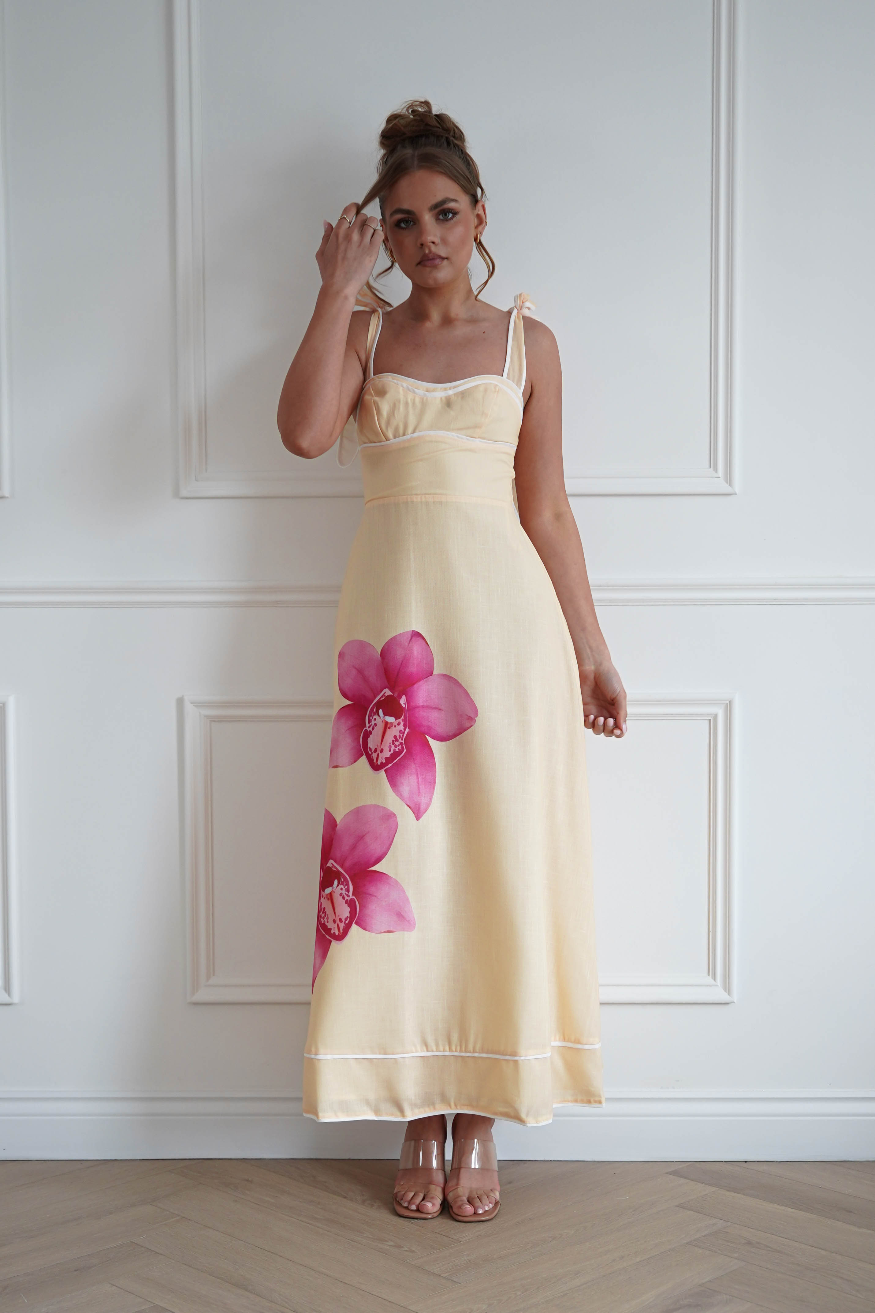 Oh Hello Clothing Women > Clothing > Dresses 1*DONE- Hamptons Floral Sweetheart Maxi Dress | Yellow