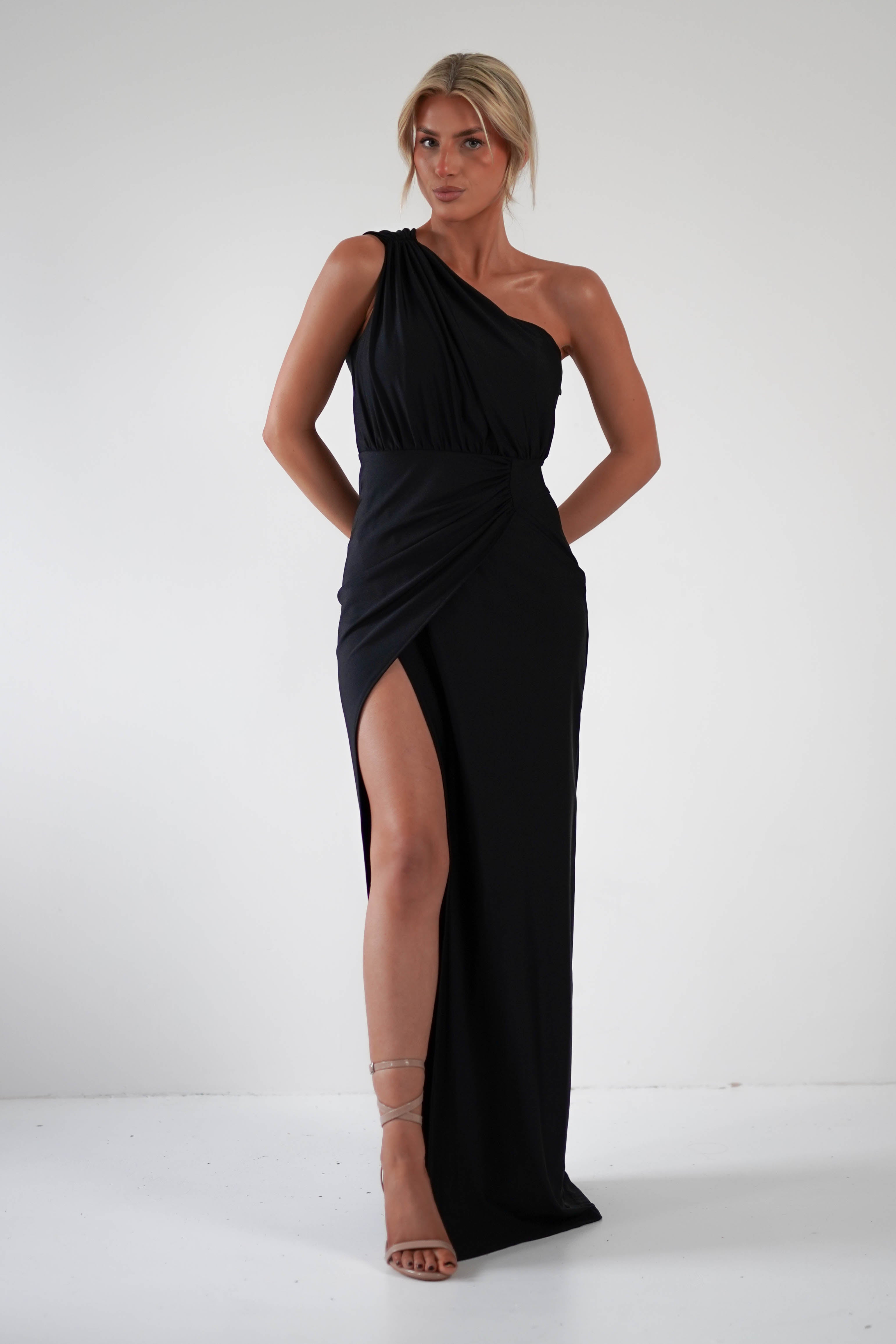 Giordana Jersey Bodycon Maxi Dress Black | Wedding Guest Dress | Bodycon | Maxi | Oh Hello Clothing