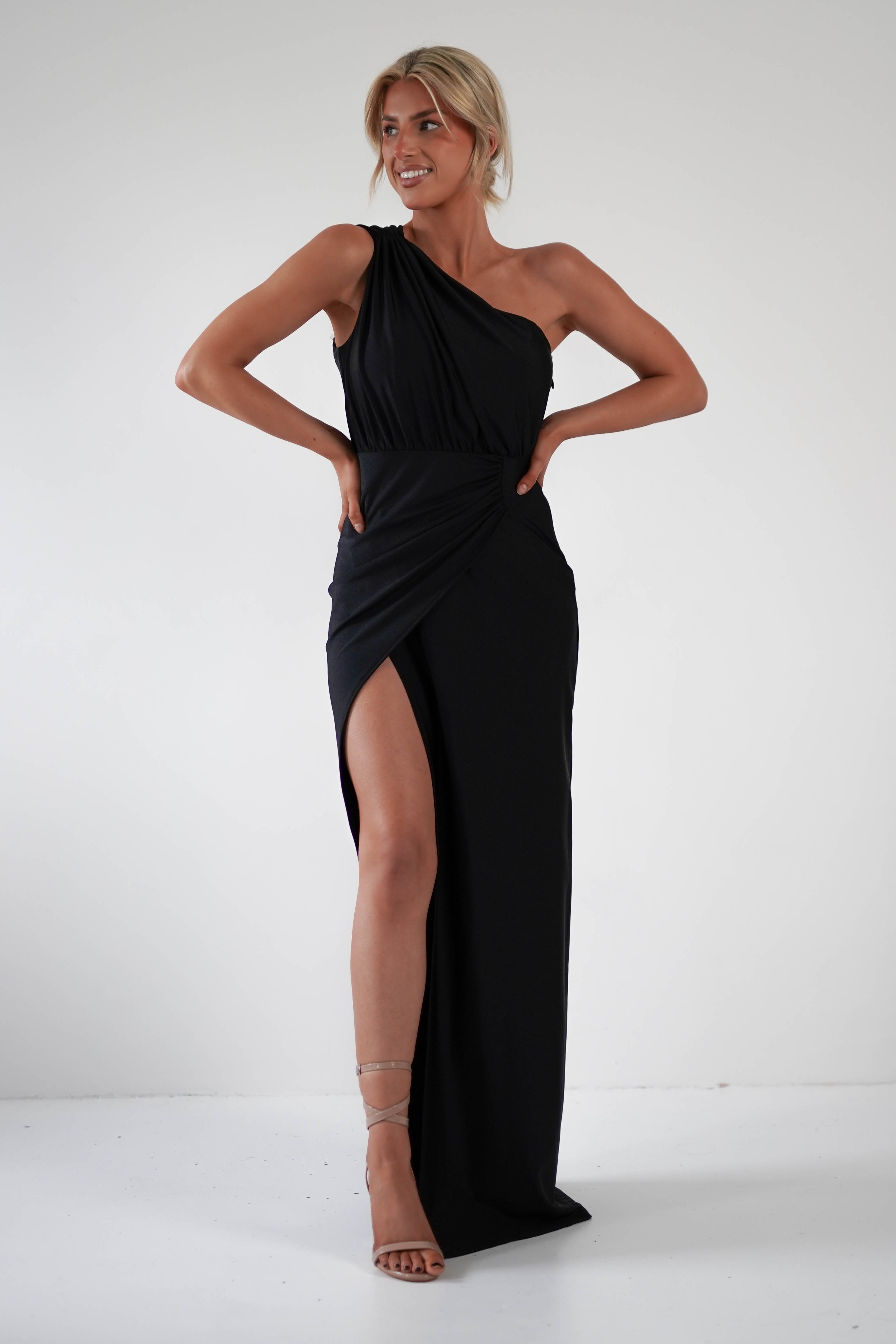 Giordana Jersey Bodycon Maxi Dress Black | Wedding Guest Dress | Bodycon | Maxi | Oh Hello Clothing