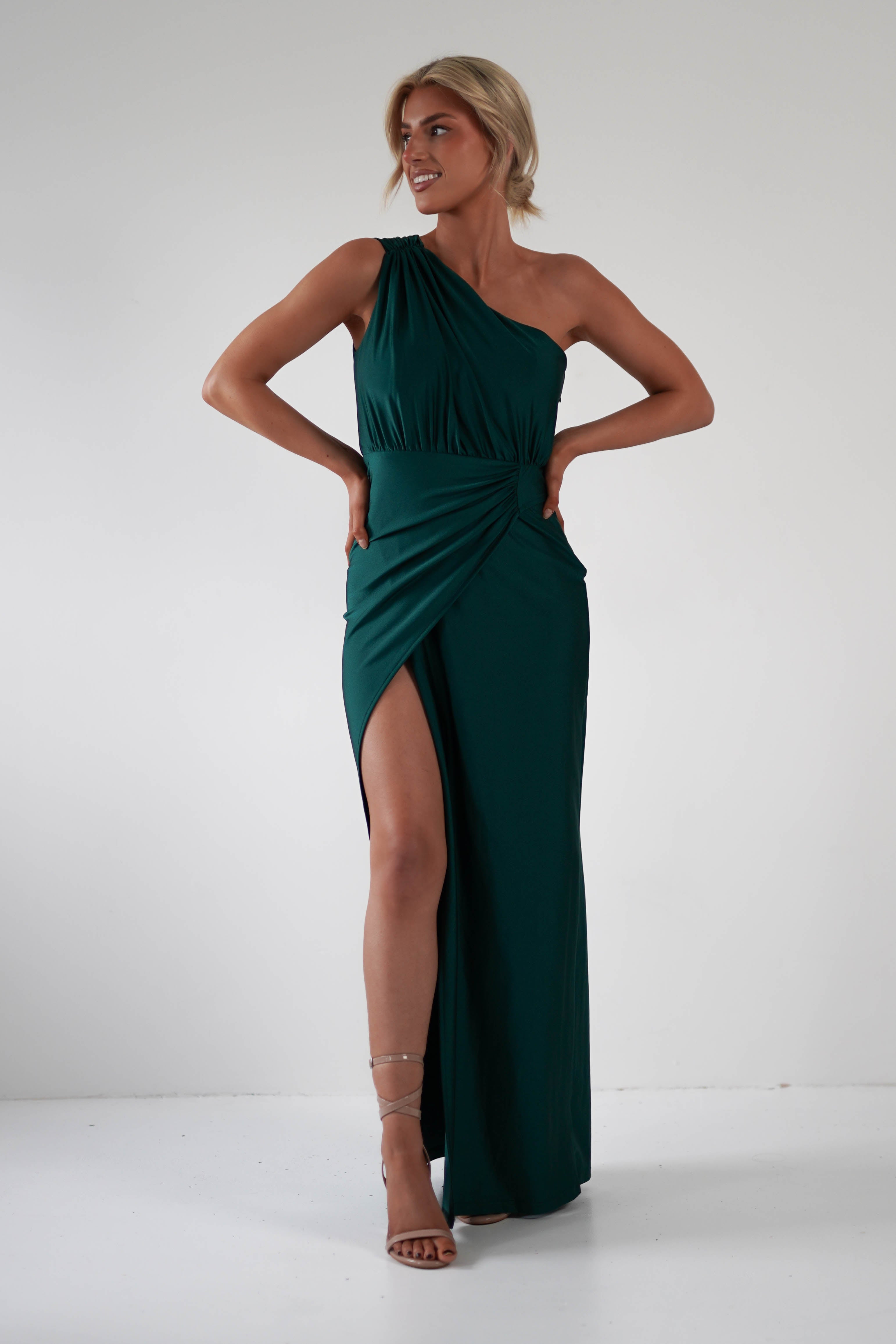 Giordana Jersey Bodycon Maxi Dress Forest Green | Wedding Guest Dress | Bodycon | Maxi | Oh Hello Clothing