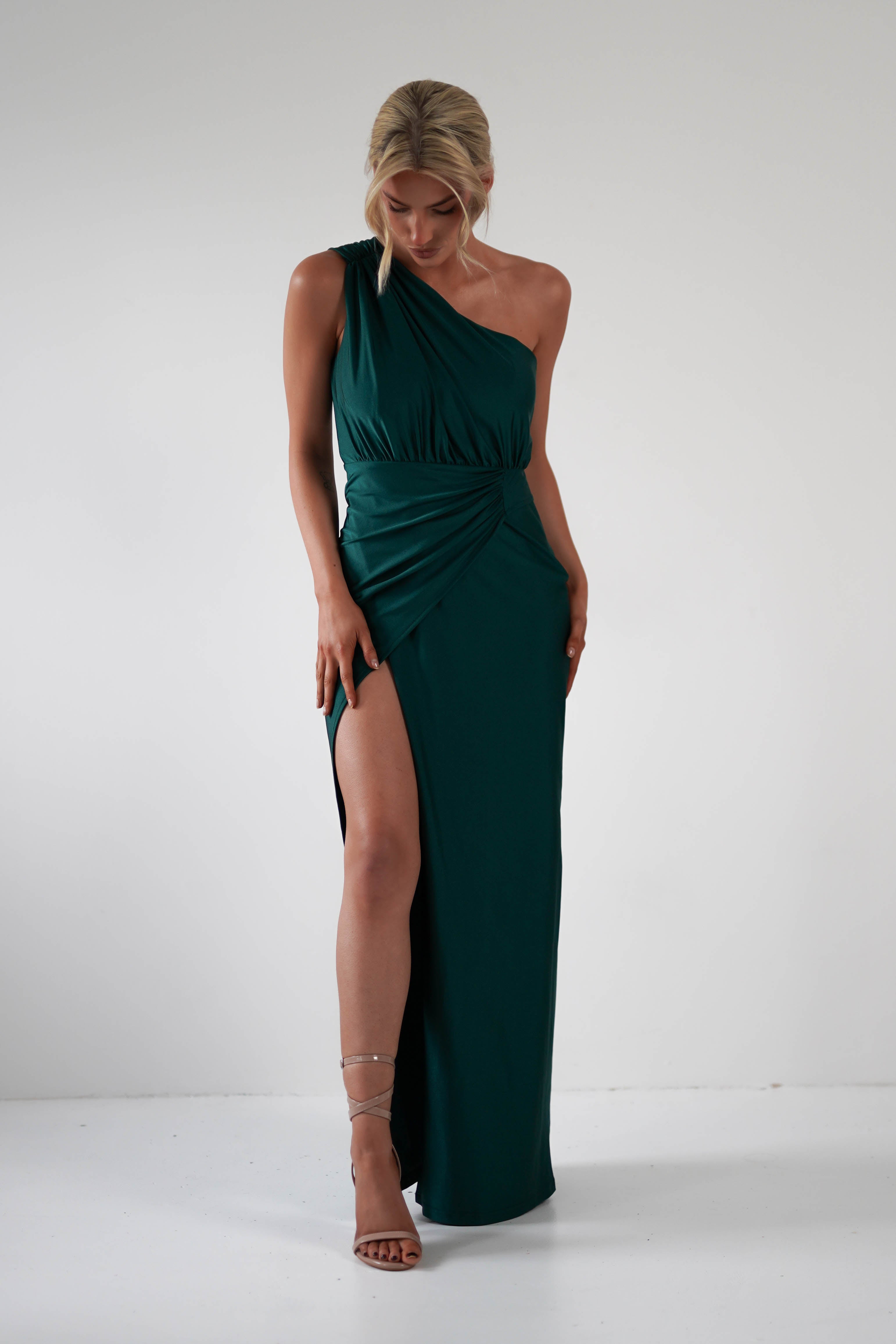 Giordana Jersey Bodycon Maxi Dress Forest Green | Wedding Guest Dress | Bodycon | Maxi | Oh Hello Clothing