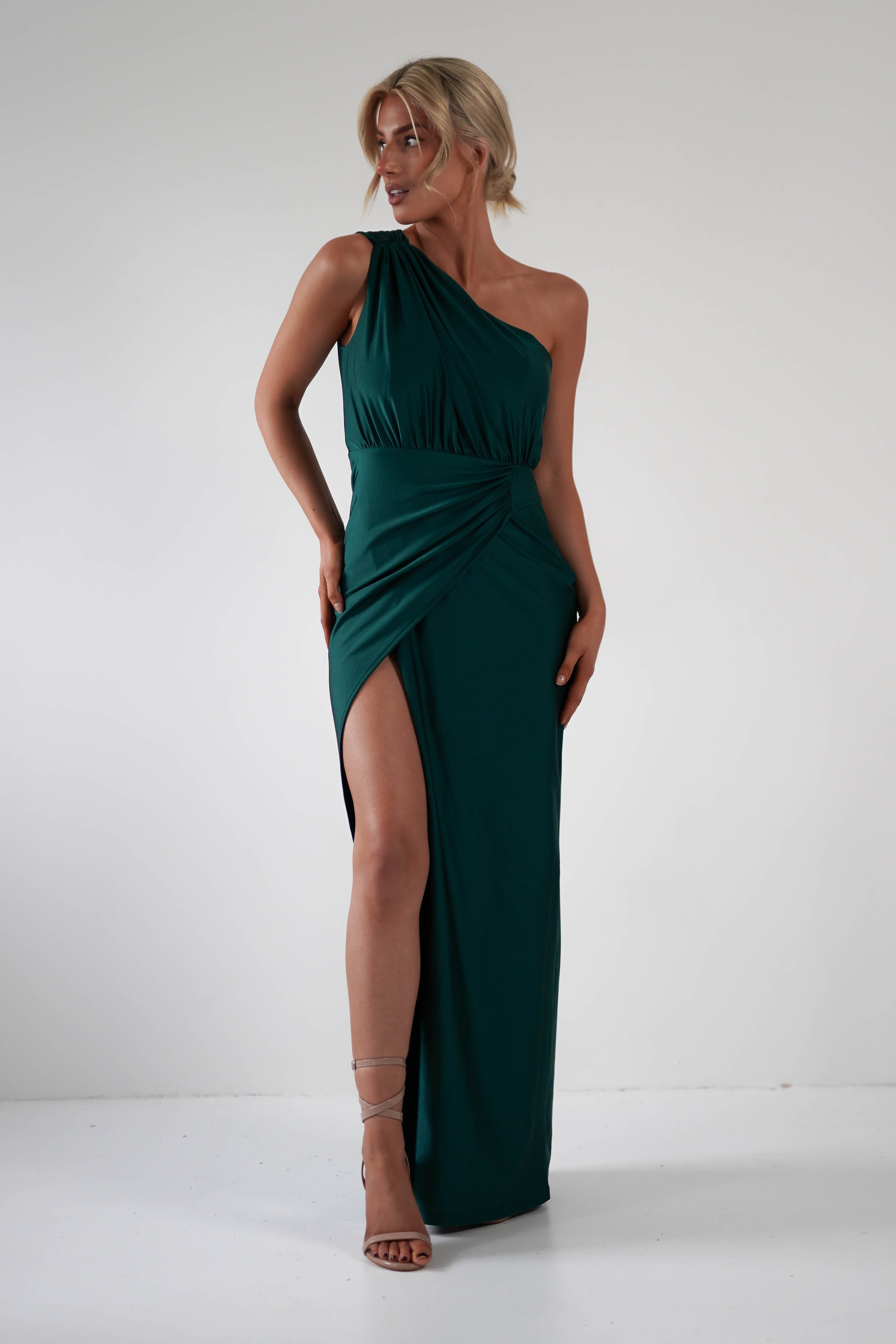 Giordana Jersey Bodycon Maxi Dress Forest Green | Wedding Guest Dress | Bodycon | Maxi | Oh Hello Clothing