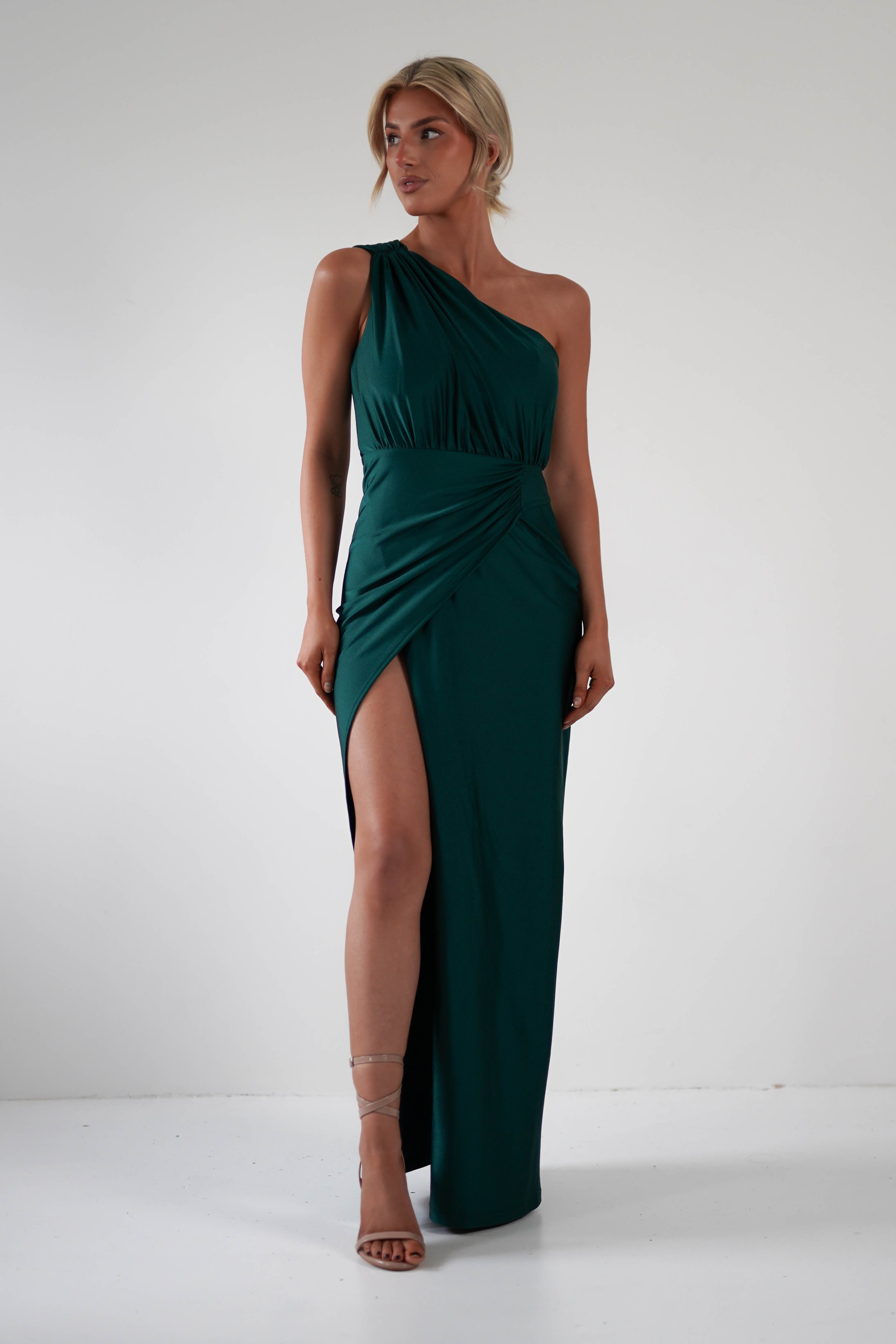 Giordana Jersey Bodycon Maxi Dress Forest Green | Wedding Guest Dress | Bodycon | Maxi | Oh Hello Clothing