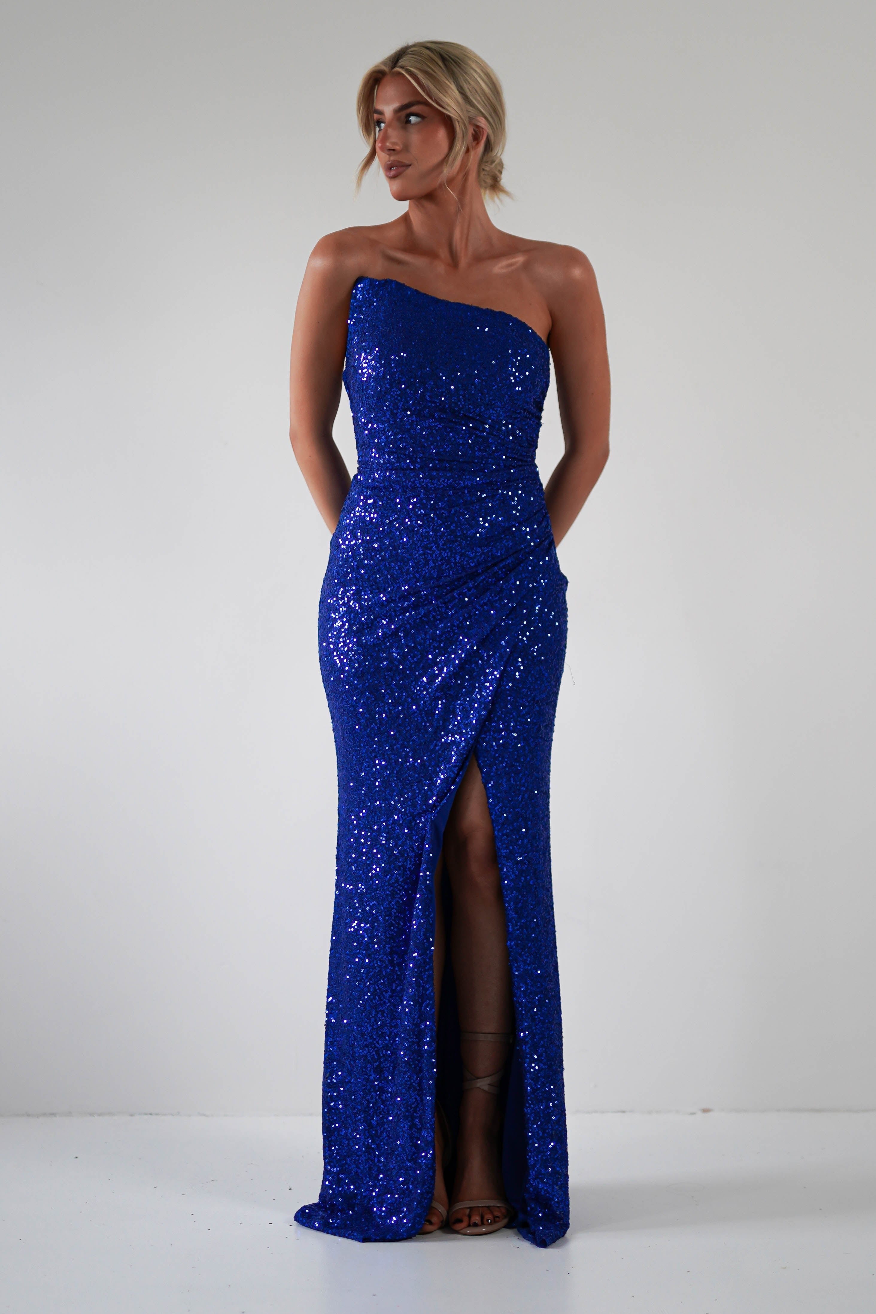 Mabel Strapless Sequin Gown | Royal Blue | Debs & Prom | Formal Gown | Oh Hello Clothing