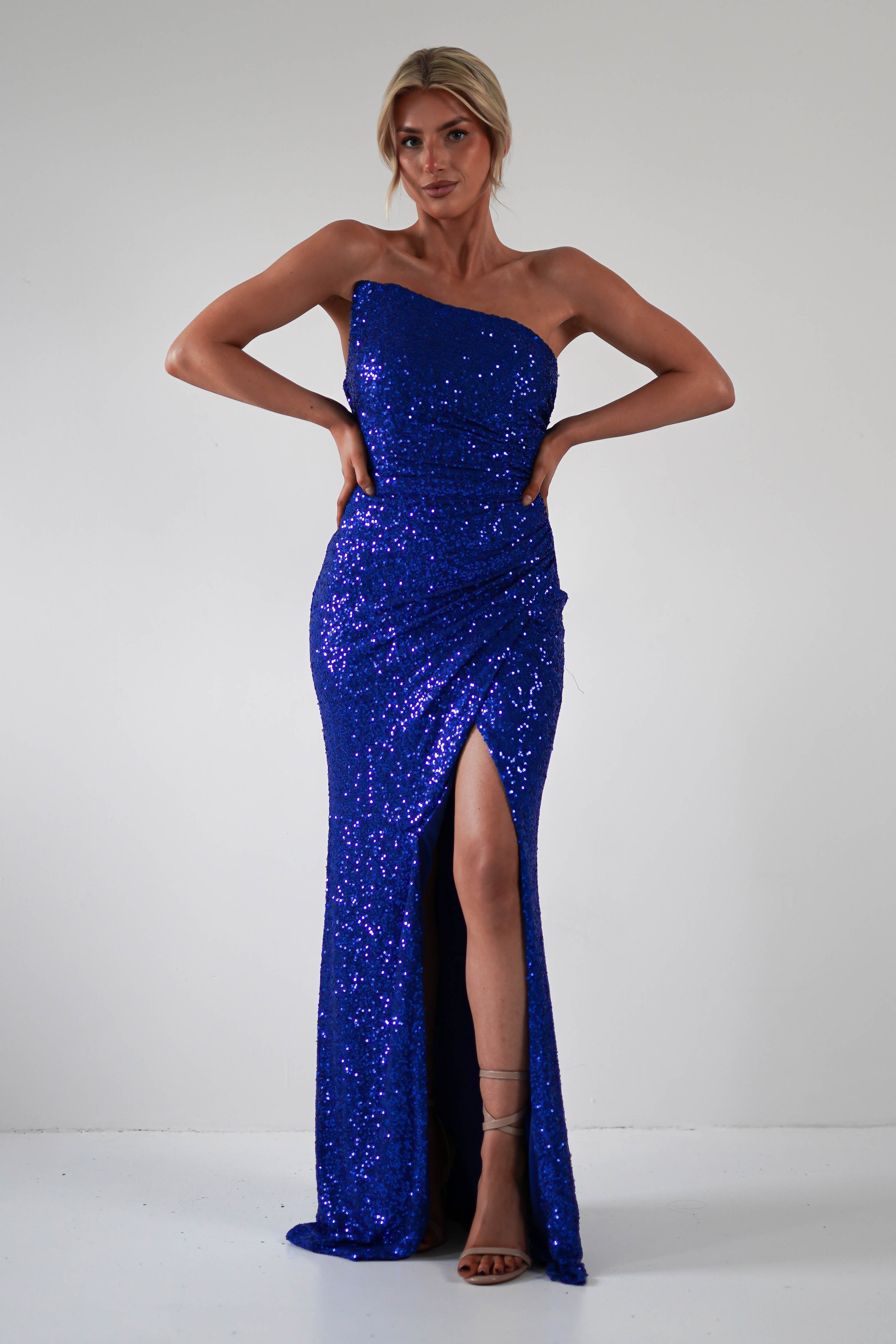 Mabel Strapless Sequin Gown | Royal Blue | Debs & Prom | Formal Gown | Oh Hello Clothing
