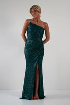 Mabel Strapless Sequin Gown | Emerald Green | Debs & Prom | Formal Gown | Oh Hello Clothing