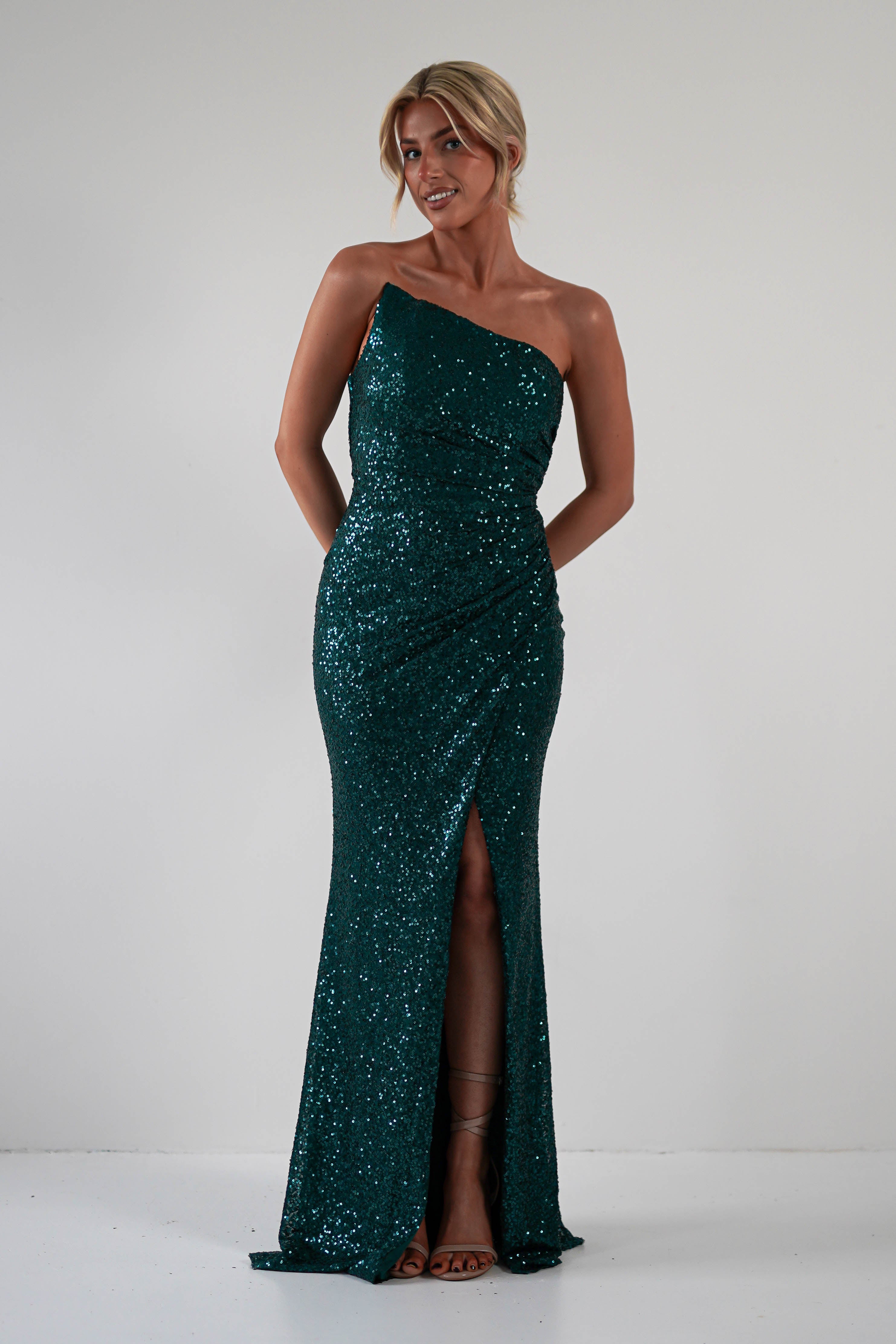 Mabel Strapless Sequin Gown | Emerald Green | Debs & Prom | Formal Gown | Oh Hello Clothing