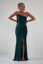 Mabel Strapless Sequin Gown | Emerald Green | Debs & Prom | Formal Gown | Oh Hello Clothing