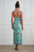 Oh Hello Clothing Women > Clothing > Dresses 1*DONE -INDIKAH-64531D05-Green Floral Cowl Neck Slip Midi Dress