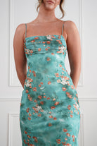 Oh Hello Clothing Women > Clothing > Dresses 1*DONE -INDIKAH-64531D05-Green Floral Cowl Neck Slip Midi Dress