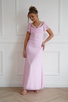 Oh Hello Clothing Women > Clothing > Dresses 1*DONE- INDIKAH-CM6669W-Pink Flutter Sleeve Maxi Dress