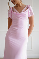Oh Hello Clothing Women > Clothing > Dresses 1*DONE- INDIKAH-CM6669W-Pink Flutter Sleeve Maxi Dress