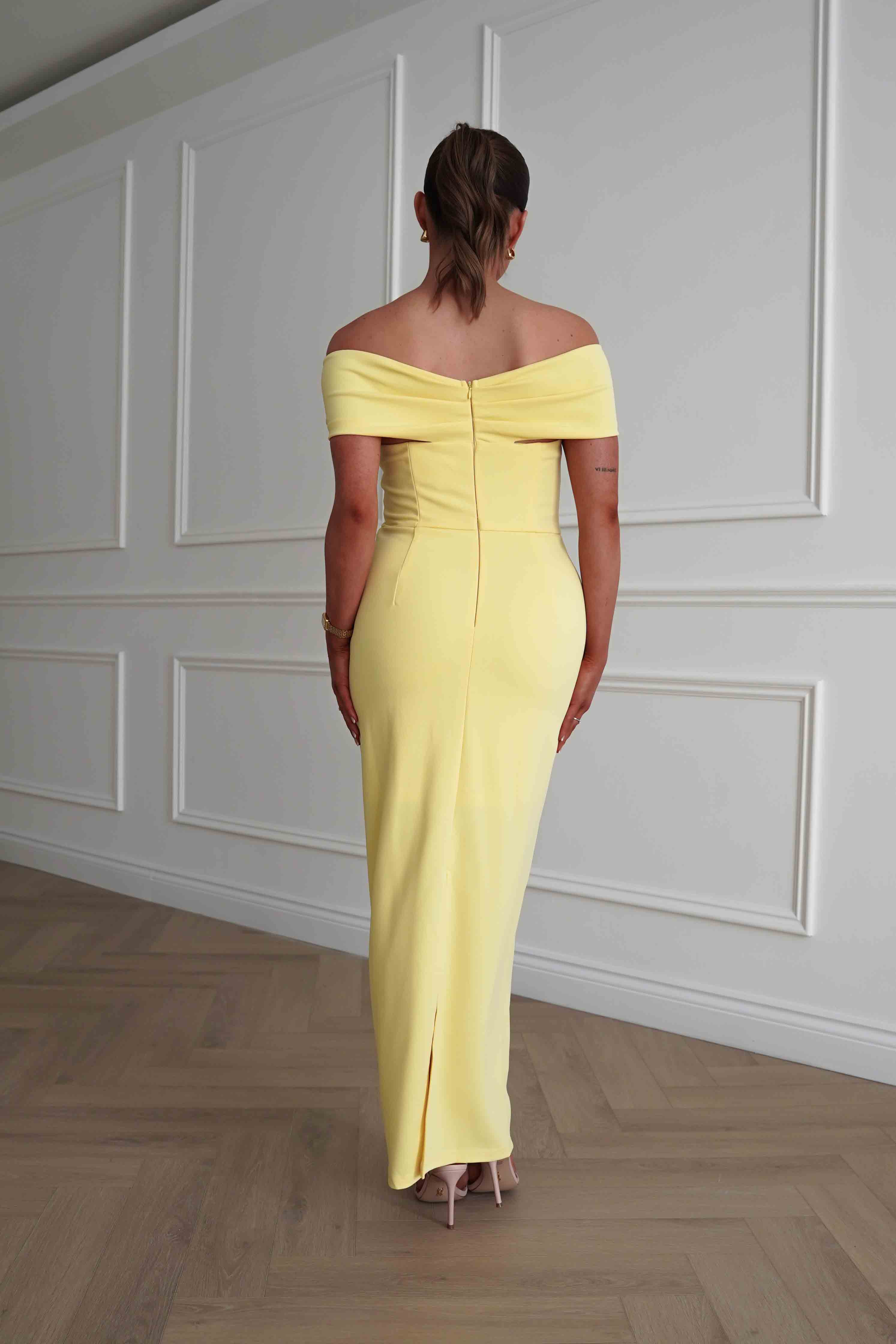Oh Hello Clothing Dresses > Prom Dresses 1*DONE-INIKAH-BR0499J01-BUTTER Off-Shoulder Midi Dress