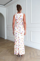 Oh Hello Clothing Dresses > Prom Dresses 1*DONE-INIKAH BRO191J03-Floral Ruched Cowl Neck Midi Dress