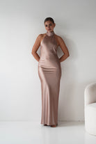 Oh Hello Clothing Women > Clothing > Dresses 1* DONE- Isla Halterneck Maxi Slip Dress | GOLD