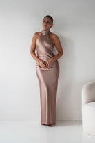 Oh Hello Clothing Women > Clothing > Dresses 1* DONE- Isla Halterneck Maxi Slip Dress | GOLD