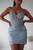 Oh Hello Clothing Women > Clothing > Dresses 1*DONE-J879-Embellished Strapless Mini Dress