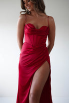 Julianne Corset Satin Gown | Red | Debs & Prom | Formal Gown | Oh Hello Clothing