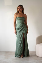 Alyce Soft Satin Strapless Gown | Olive | Debs & Prom | Formal Gown | Oh Hello Clothing