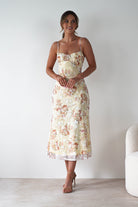 Annabelle Floral Print Midaxi Dress Yellow | Wedding Guest Dress | Oh Hello Clothing