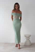 Shari Off The Shoulder Mesh Maxi Sage | Wedding Guest Dress | Off Shoulder | Maxi | Oh Hello Clothing